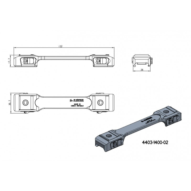 34mm anneaux de lunette | base picatinny monobloc avec leviers QD 