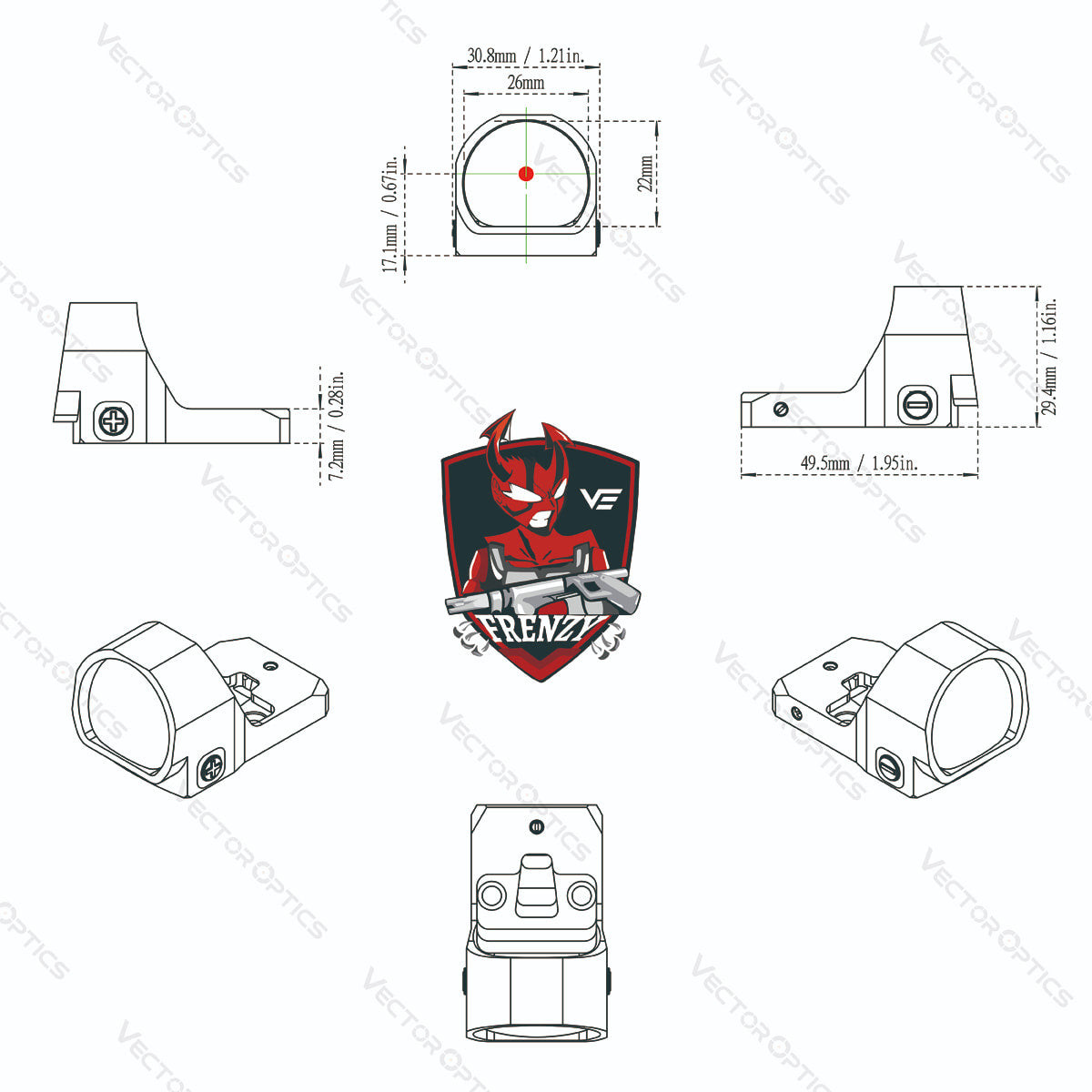 Vector Optics Frénésie 1x22x26 MOS point rouge 